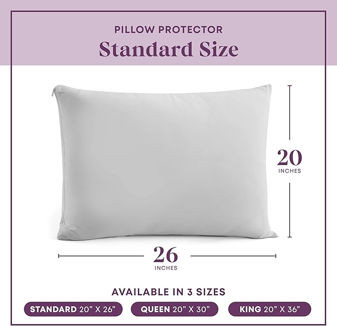 CirclesHome Pillow Protectors 4 Pack Standard Zippered - 100% Cotton Breathable Pillowcases - Protects Pillows from Dirt, Dust and Debris (Standard - Set of 4 - 20x26)