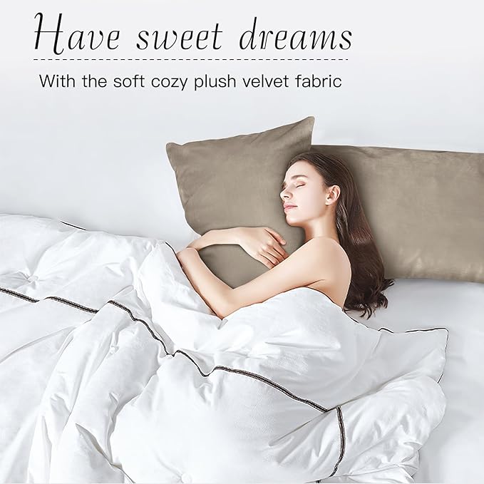 StangH Soft Velvet Pillowcase Bed Pillow Cover for Hair and Skin, Queen Size (Camel Beige, 20 x 30 inches) Set of 2, Luxury Warm Pillow Cover with Hidden Zipper