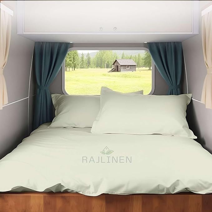 Full RV Camper Sheet Set (54x75) – 100% Egyptian Cotton, Soft & Cooling, 16” Deep Pocket Fitted Sheet, Luxury Hotel Quality Bedding for RVs, Campers & Motorhomes (Ivory Solid)