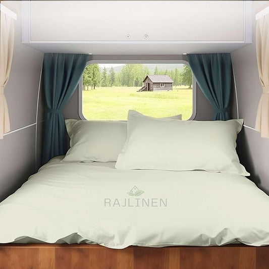 Full RV Camper Sheet Set (54x75) – 100% Egyptian Cotton, Soft & Cooling, 16” Deep Pocket Fitted Sheet, Luxury Hotel Quality Bedding for RVs, Campers & Motorhomes (Ivory Solid)