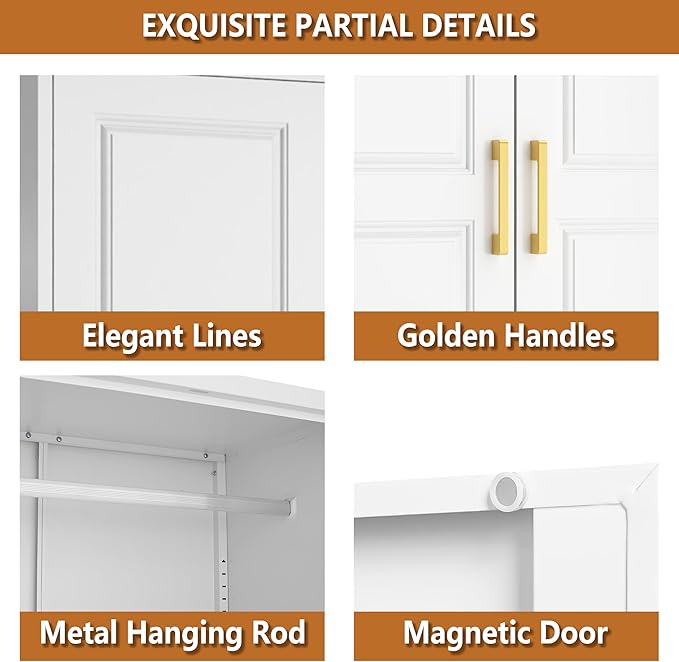 Polup Metal Wall Cabinet, Upper Cabinet for Wardrobe, Small Top Storage Cabinet for Bedroom, Living Room, White, 18" D x 32" W x1 5" H - Assembly Required