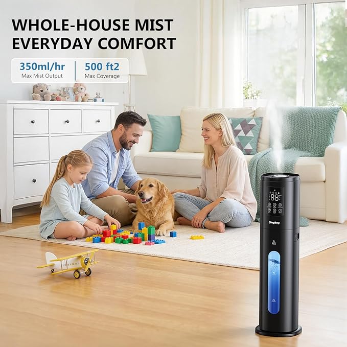 Humidifiers for Bedroom Large Room with 7L/1.85Gal Room Humidifier for Bedroom Large Humidifier, Smart App & Remote Control, 4 Mist Levels Humidifiers Midnight