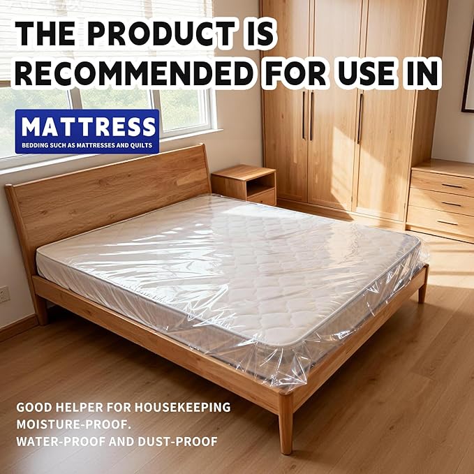 TopSoon 2PK Clear Plastic Mattress Bag - Moving & Storage Cover for Mattress or Box Spring - Heavy-Duty Disposal Supplies (2mil, Twin)