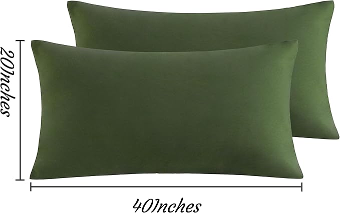 NTBAY King Pillow Cases Set of 2, 2 Pack Brushed Microfiber 20x40 Pillow Cases, Soft, Wrinkle, Fade, Stain Resistant Olive Green Pillow Cases with Envelope Closure, 20x40 Inches, Olive Green