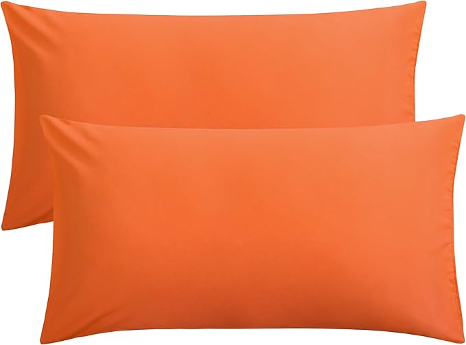 FLXXIE King Pillow Cases Set of 2, Soft Microfiber Pillow Covers with Envelope Closure, Wrinkle, Fade and Stain Resistant Pillowcases, 20x36,Orange