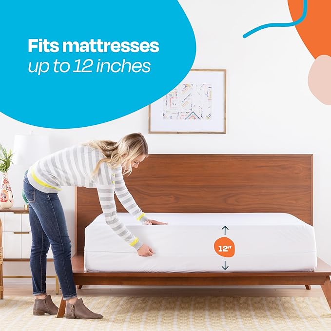 Linenspa Zippered Mattress Encasement – Twin XL Size Waterproof Mattress Protector – Quiet Cover & Complete protection – Dorm Room Essentials, White