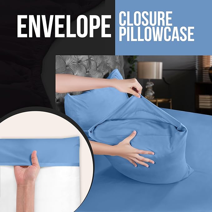 Utopia Bedding Queen Pillowcases - 4 Pack - Envelope Closure - Soft Brushed Microfiber Fabric - Shrinkage and Fade Resistant Pillow Covers Queen Size 20 X 30 Inches (Queen, Dutch Blue)