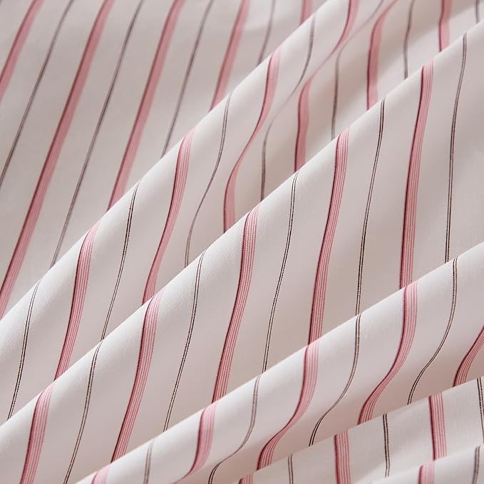 Merryword King Size Pillowcases, 100% Cotton Pillow Cases, White & Pink Striped Pillowcases, Soft Breathable Ticker Stripe Pillow Covers, Set of 2
