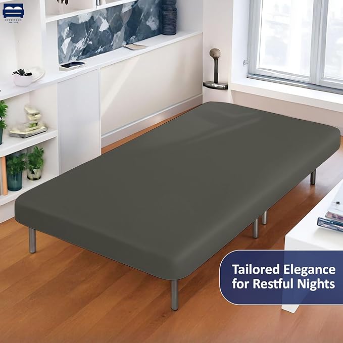 Cot Size 30" x 75" Fitted Sheet, 100% Egyptian Cotton, Perfect for Camp Bunk Beds/RVs/Guest Beds/Army Cots/Replacement Mattress (Dark Grey)