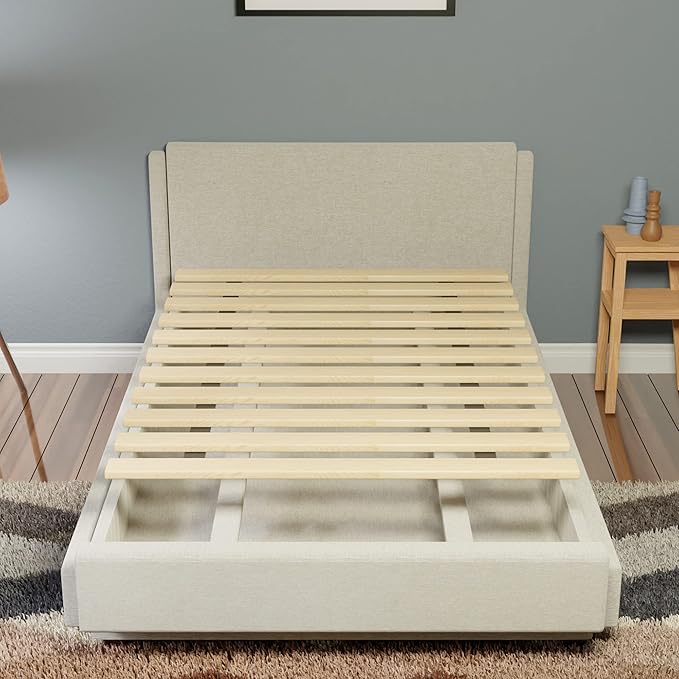 Treaton, 1-Inch Extra Heavy Duty Horizontal Wooden Bunkie Board/Bed Slats, Enhance Mattress Support, Queen(60.5"), Beige
