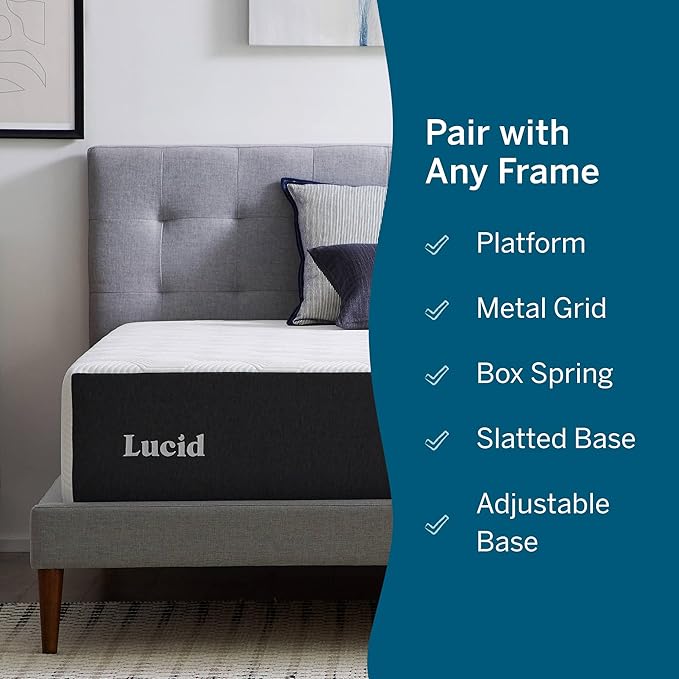 Lucid 14 Inch Memory Foam Mattress - Medium Firm Feel - Infused with Refreshing Bamboo Charcoal and Cooling Gel - Bed in a Box - Temperature Regulating - Pressure Relief - Breathable - Twin XL Size