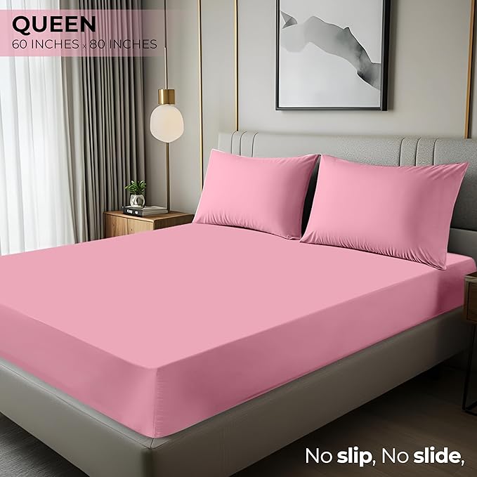 Utopia Bedding Queen Fitted Sheet - Bottom Sheet - Deep Pocket - Soft Microfiber - Shrinkage and Fade Resistant - Easy Care -1 Fitted Sheet Only (Pink)