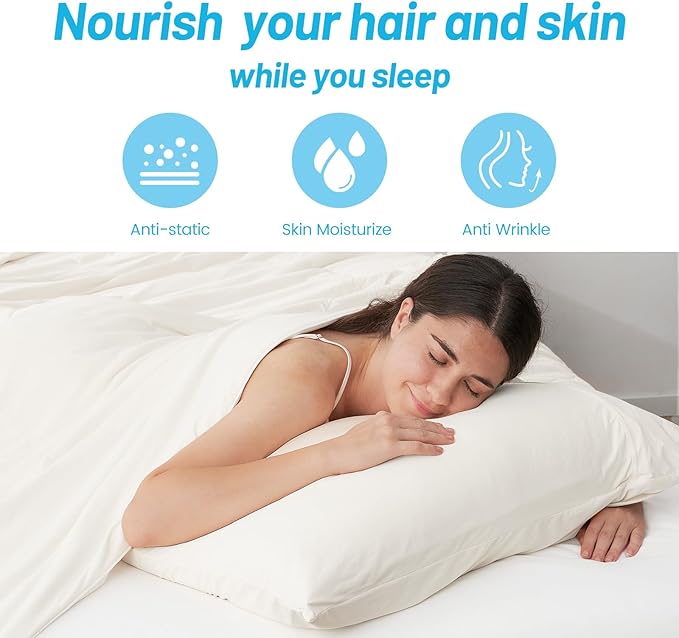Cozy Bliss Cooling Pillow Cases for Hot Sleepers, Q-Max>0.45, Standard Size Set of 2, Soft & Silky Pillow Covers with Envelope Closure,Gift, Off White, 20x26 Inches