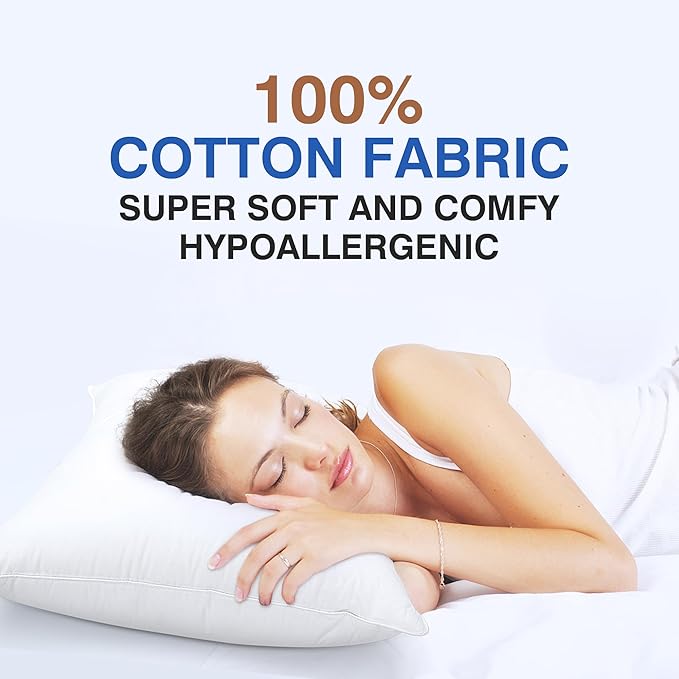 Ultra Soft Feather Pillows Queen Size Set of 2 - Hotel Goose Down Bed Pillow for Sleeping, (Down Fiber) Fluffy Support Surround Fill Polyester for Back, Stomach, Side Sleepers (Ultra Soft)
