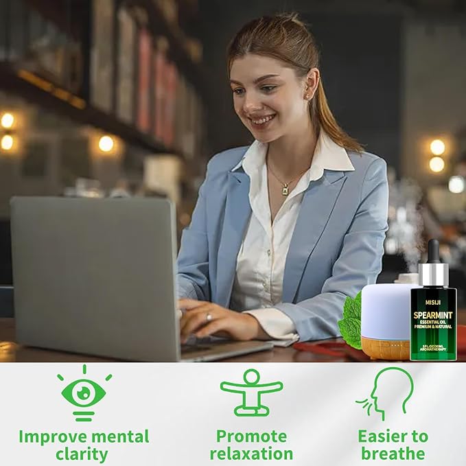Essential Oils-Spearmint Essential Oils for Diffuser Humidifiers for Home,Diffuser Oils Scents for Laundry,Aromatherapy,Candle&Soap Making 1 FL.OZ