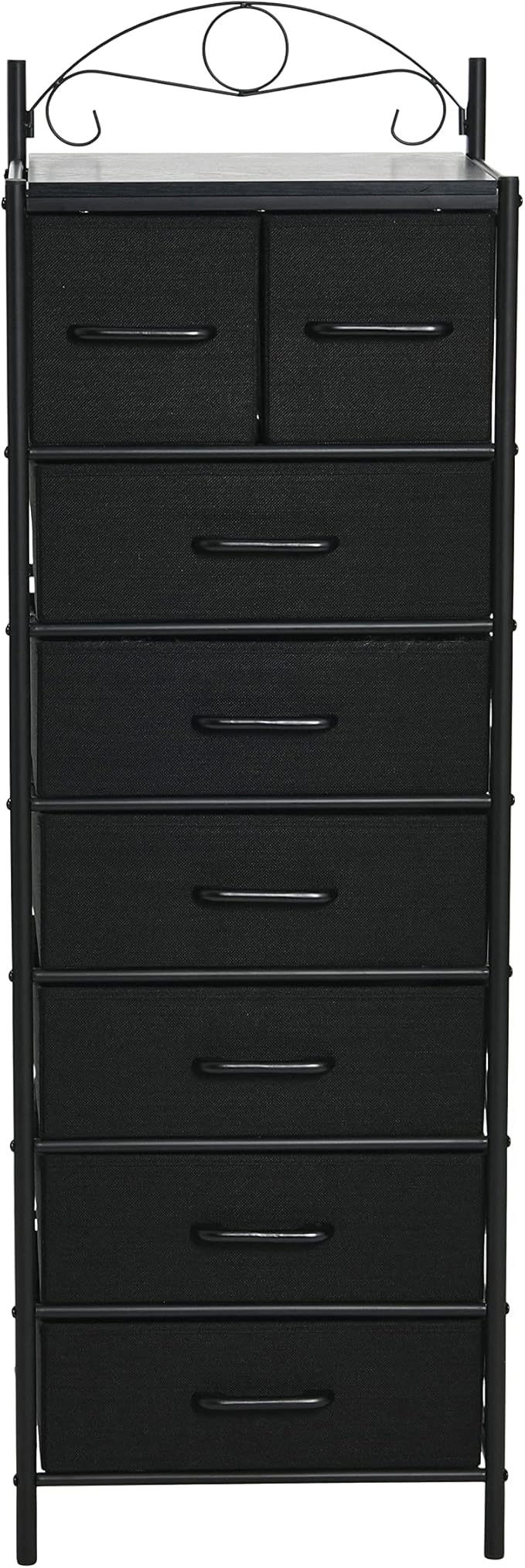 Household Essentials Black Oak & Iron Eight-Drawer Tower