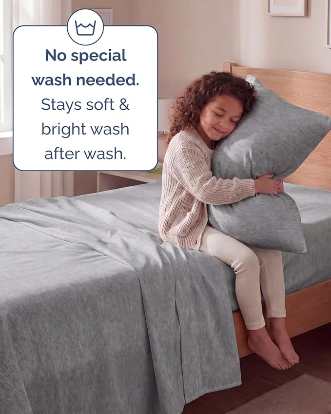 Twin Size 3 Piece Sheet Set - Comfy Breathable & Cooling Sheets - Hotel Luxury Bed Sheets for Women & Men - Deep Pockets, Easy-Fit, Soft & Wrinkle Free Sheets - Heathered Grey Oeko-Tex Bed Sheet Set