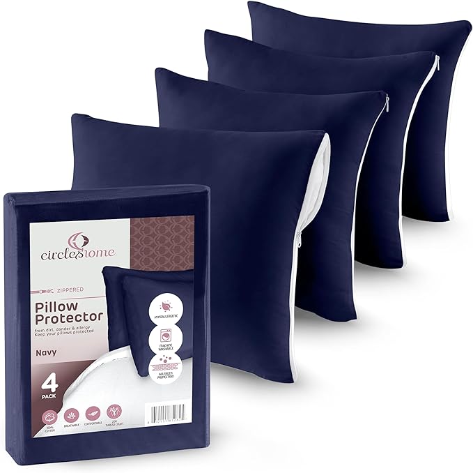CIRCLESHOME Throw Pillow Protectors - 100% Cotton Breathable Pillowcases - 16 X 16 Square Pillowcases - Protects Pillows from Dirt, Dust and Debris (Square Pillow - 2 Pack- 16x16)