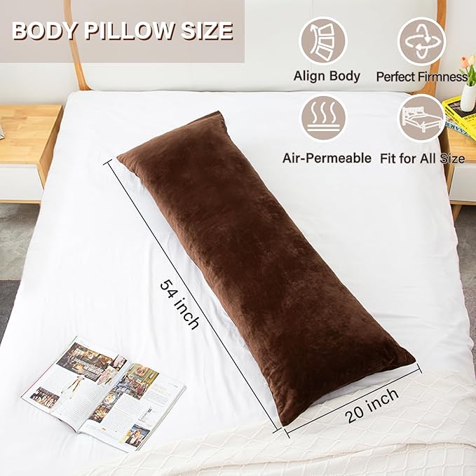 1 MIDDLE ONE Body Pillow, Memory Foam Body Pillows for Adults Sleeping, Long Pillow for Bed, Big Large Firm Full Body Pillow for Side Sleeper, 20x54 Inch, Coffee