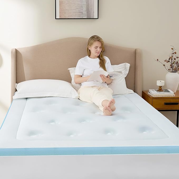Hansleep Memory Foam Mattress Pad Topper King, King Size Mattress Topper Viscose Derived from Bamboo, King Foam Bed Mattress Pad Cover for Back Pain Relief, 78" x 80", White