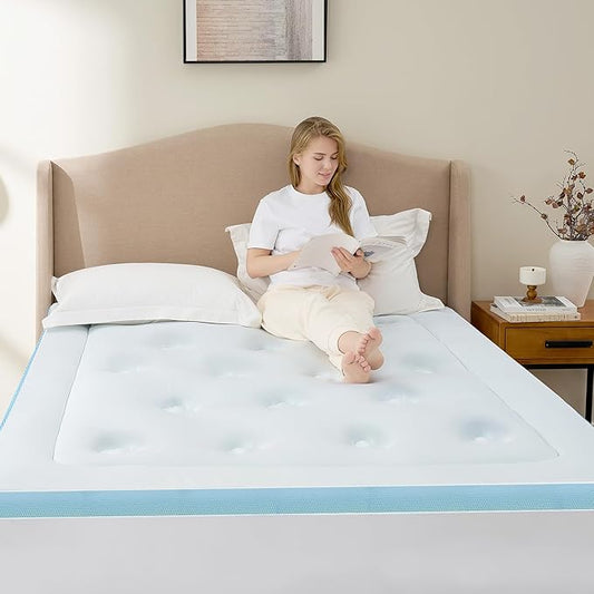Hansleep Memory Foam Mattress Pad Topper King, King Size Mattress Topper Viscose Derived from Bamboo, King Foam Bed Mattress Pad Cover for Back Pain Relief, 78" x 80", White