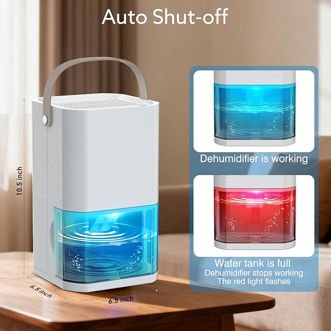 Litever Dehumidifier Dual Core Compact Quiet for Home. Portable, Auto Shut OFF, 57OZ Water Tank. Delay-Off Timer and Ambient Light. Perfect for Small Bedroom Bathroom Basement RV Camper Closet