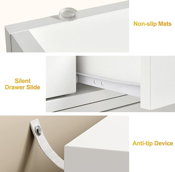 FansaFurn 5-Drawer L-Shaped Vanity Table, Extendable Makeup Vanity Desk with Storage, Modern Dressing Table for Bedroom, Dressing Room, White