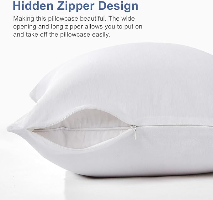 Elegear Cooling Pillow Cases for Hot Sleepers, Japanese Q-Max 0.5 Cooling Pillowcases, Both Sides(Cooling/Cotton), Breathable Soft Pillowcase for Hair and Skin, Set of 2-White (Standard (20" x 26"))