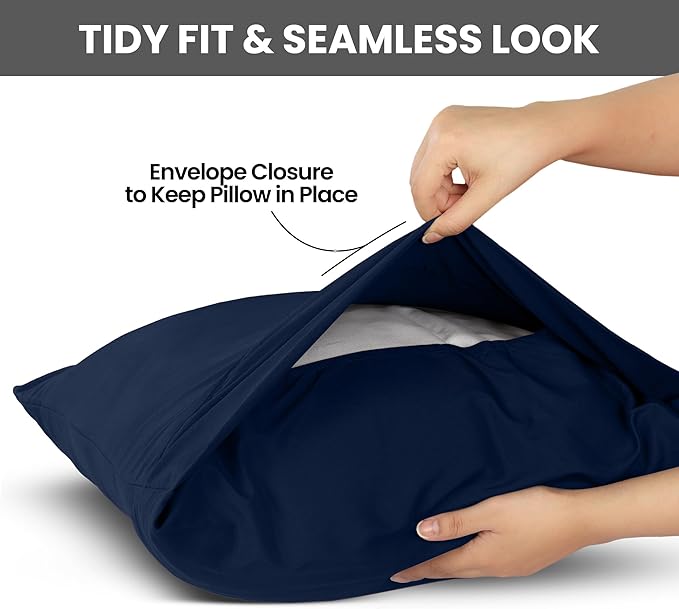 Utopia Bedding Queen Pillow Cases - 2 Pack - Envelope Closure - Soft Brushed Microfiber Fabric - Shrinkage and Fade Resistant Pillow Covers Queen Size 20 X 30 Inches (Queen, Navy)