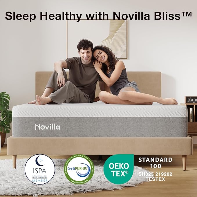 Novilla 10 inch Memory Foam Mattress King, Mattressess King Size in a Box with Gel Foam for Comfortable Sleep & Pain Relief & Body Support, CertiPUR-US Certified