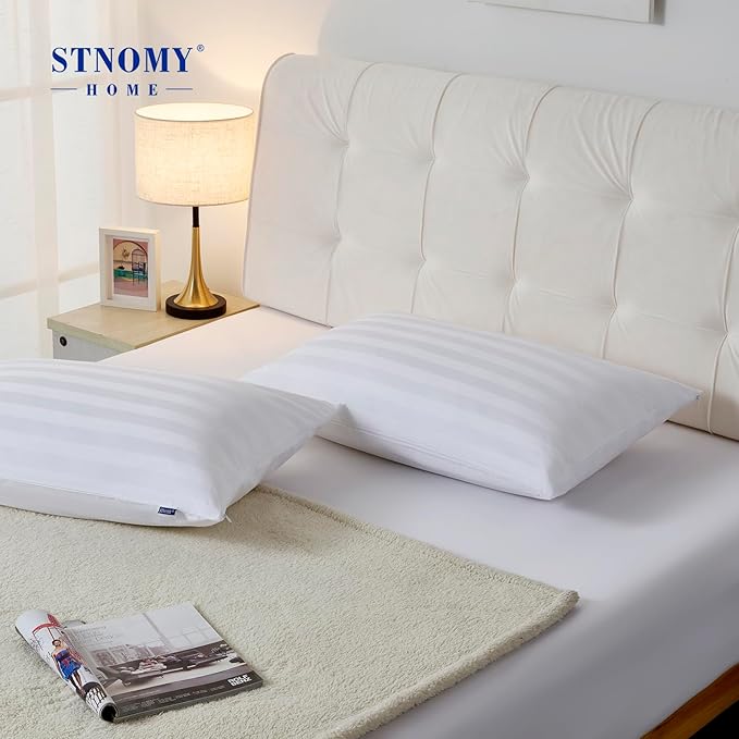 Premium Cotton Pillow Protectors with Zipper Durable Soft Breathable Pillow Cover Queen Size 2 Pack