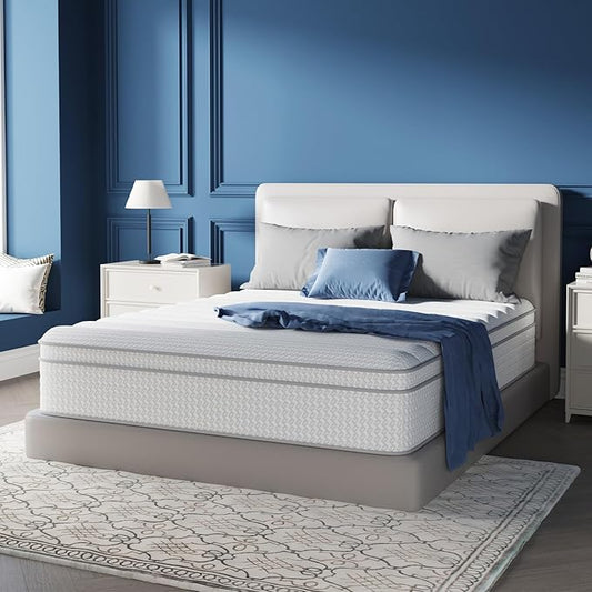 Avenco California King Size Mattress 14 Inch in a Box, Medium Plush Cal King Mattresses with Pocket Spring Smarts Coil Hybrid Colchones for Pressure Relief, CertiPUR-US Certified
