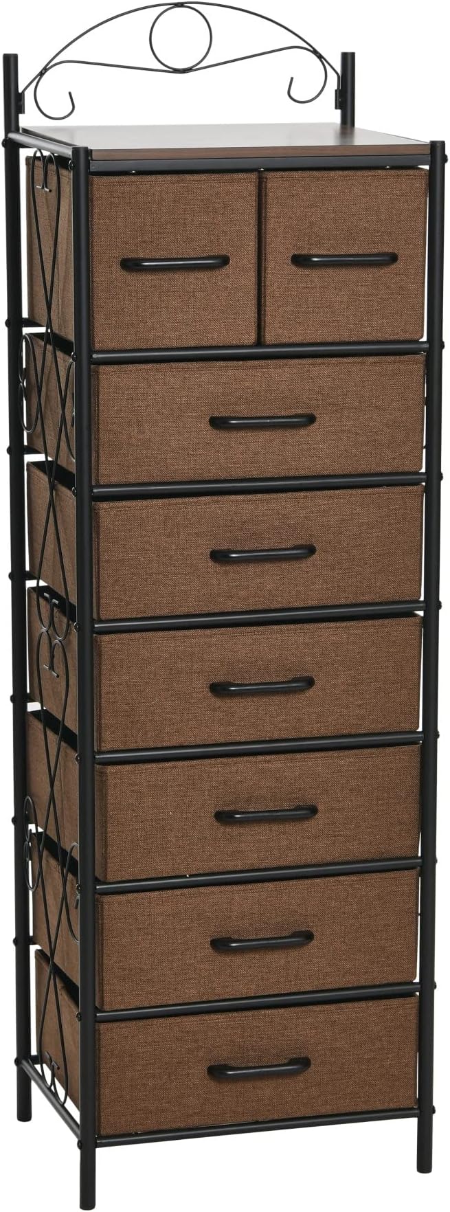Household Essentials Walnut & Iron Eight-Drawer Dresser Tower