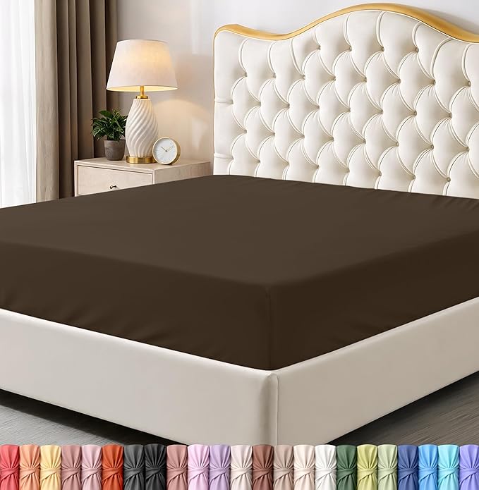 Utopia Bedding King Fitted Sheet - Bottom Sheet - Deep Pocket - Soft Microfiber - Shrinkage and Fade Resistant - Easy Care -1 Fitted Sheet Only (Brown)