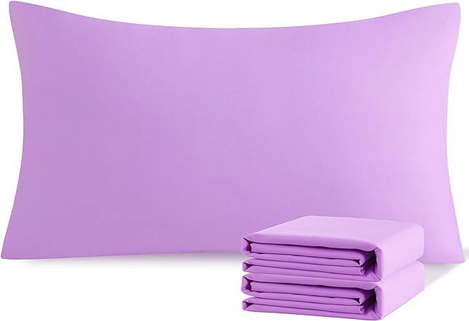NTBAY King Pillowcase Set - 2 Pack Brushed Microfiber 20x36 Pillowcases - Soft, Wrinkle-Free, Fade-Resistant, Stain-Resistant, Light Purple Pillowcases with Envelope Closure - 20x36 Inches