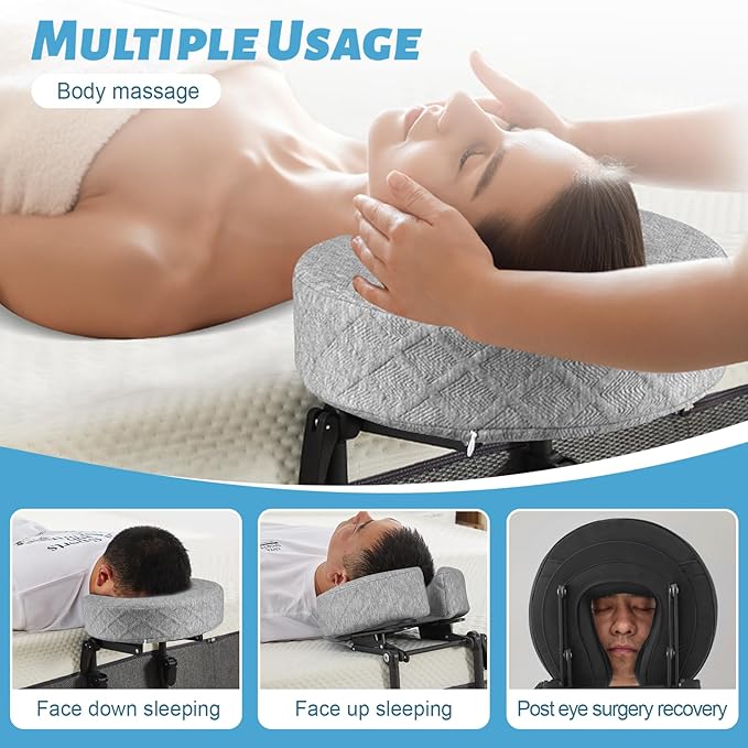 Massage Headrest for Bed, Adjustable Bed Massage Head Holder, Portable Mattress Home Massage Kit, Massage Face Cradle at Home, Face Down Pillow After Eye Surgery