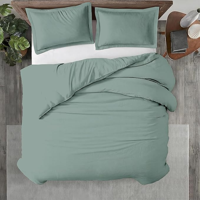 Kotton Culture 120"x120" 3 Pc Super King Plus/Super Oversize King Duvet Cover Set 100% Egyptian Cotton 600 TC Comforter Cover Zipper Closure & Corner Ties -Fits Only Extra Large Inserts -Aqua Green