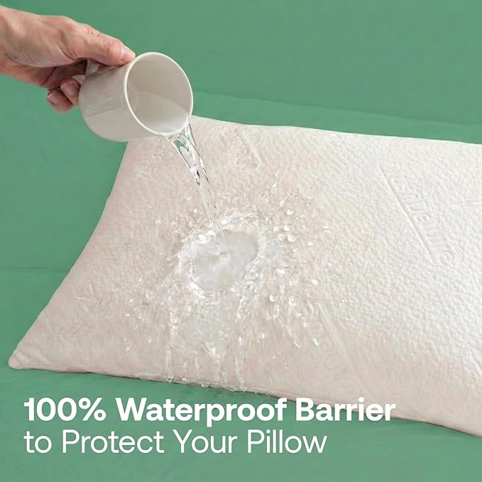 Premium Standard 20''x 26'' Waterproof Pillow Protector Covers - Zippered Pillowcase, Set of 2 Standard Size