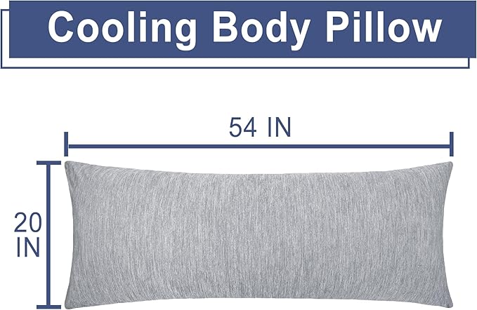 DWCN Cooling Body Pillow for Adults, 20x54 Inch Light Grey - Shredded Memory Foam Body Pillow with Removable & Adjustable Filling, Full Body Support for Side Sleepers, Pregnancy & Pain Relief