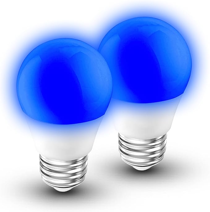 E26 Blue Light Bulb 25w-40w Equivalent, 3W Blue Christmas Lighting Bulb 300lm, G45 Colored Light Bulbs for Halloween, Party, Holiday Lighting, Home Decoration, Outdoor Porch, Non-Dimmable, 2 Pack
