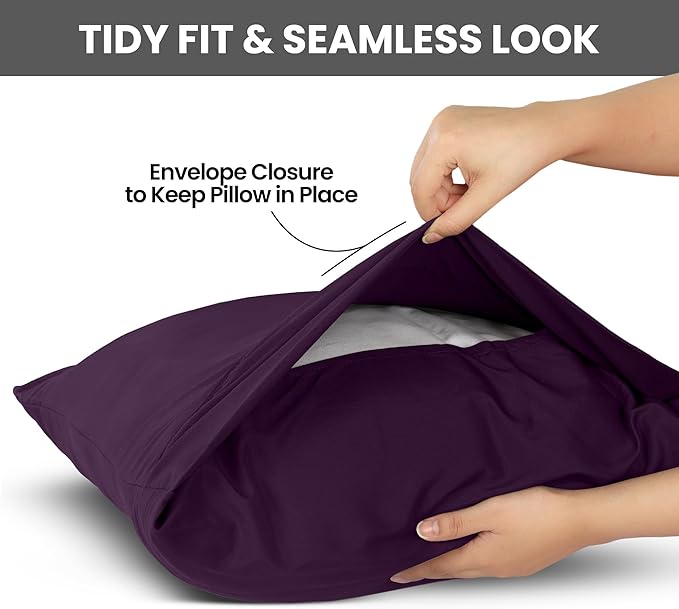 Utopia Bedding King Pillow Cases - 2 Pack - Envelope Closure - Soft Brushed Microfiber Fabric - Shrinkage and Fade Resistant Pillow Covers King Size 20 X 40 Inches (King, Purple)