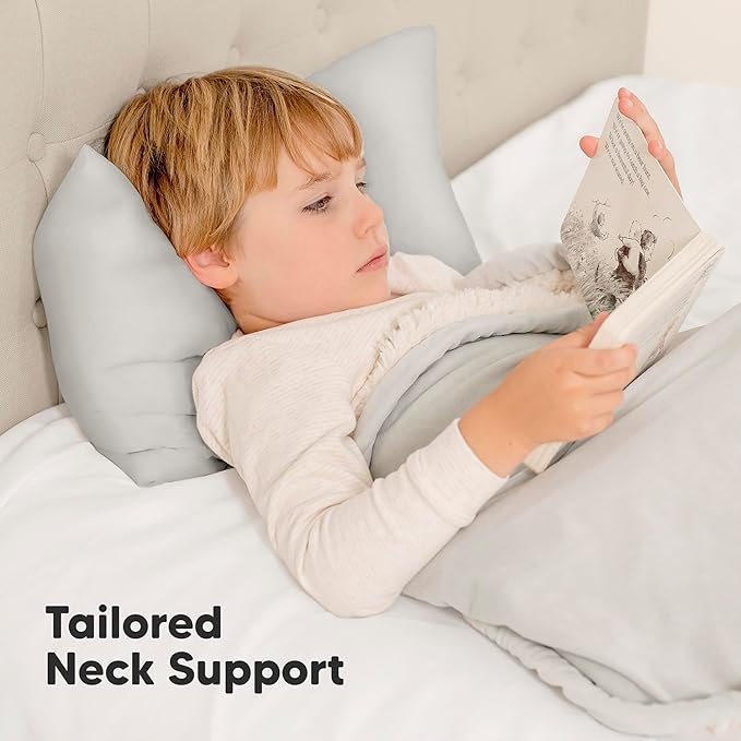 Toddler Pillow with Pillowcase - 13x18 My Little Dreamy Kids Travel Bed Pillows for Sleeping, Organic Cotton Small Pillowcase, Soft & Breathable, Machine Washable, Toddlers 2-5 years old(French Gray)