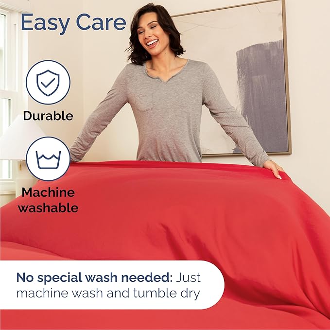 Queen Size 4 Piece Sheet Set - Comfy Breathable & Cooling Sheets - Hotel Luxury Bed Sheets for Women and Men - Deep Pockets, Easy-Fit, Extra Soft and Wrinkle Free Sheets - Red Oeko-Tex Bed Sheet Set