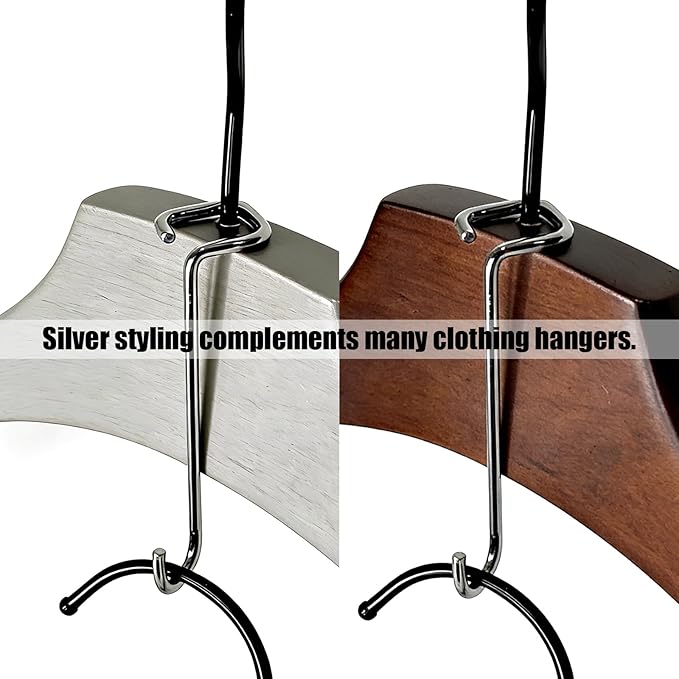 20 Pack Silver Square-Head Hanger Connectors, 3.15’’ Long Metal Clothes Hanger Hooks Extender Clips for Suits Jackets Pants Ties Heavy Duty Closet Organizer for Wardrobe & Clothing Stores