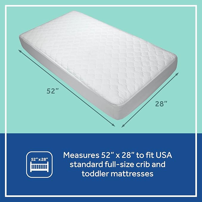 Sealy Baby Fitted Waterproof Infant Crib Mattress Protector Pad & Toddler Bed Cover,Durable and Comfortable Topper,Machine Washable-and Dryer Friendly,52x28”- White,(Pack of 6)