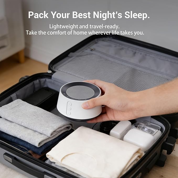 White Noise Machine with Night Light – 20 Soothing Sounds, 10 Color Lights, 5 Timer Settings & Memory Function, Portable Sleep Sound Machine for Baby Nursery, Kids & Adults, Pink