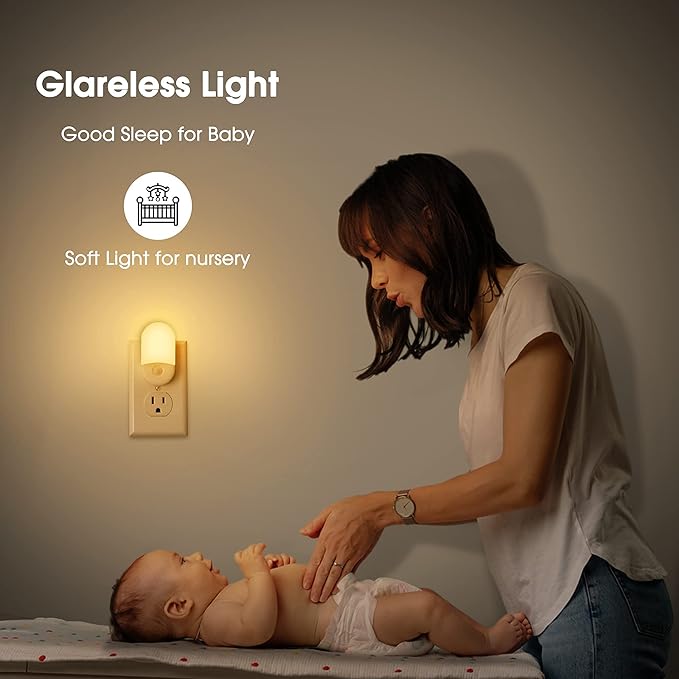 L LOHAS LED Night Lights Plug into Wall, [4 Pack] LED Night Light with Light Sensors, 30/60LM Nightlights for Kids Room, Soft White 3000K, 0.6W Automatic Plug in Wall Light for Bedroom, Hallway