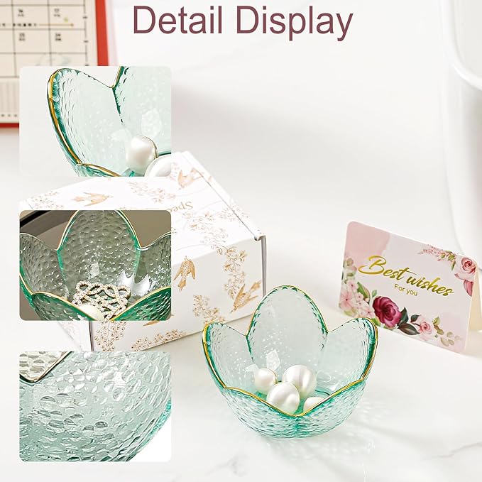 Binoster Friendship Gifts For Women Jewelry Dish Glass Ring Dish Jewelry Tray Cute Vanity Organizer Room Decor Jewellery Tray Trinket Dish Cute Bedroom Decor Christmas House Warming Gifts for women