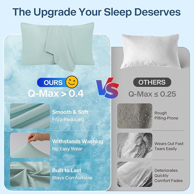 Premium Cooling Pillowcases King Size Set of 2 for Hot Sleeper & Night Sweats Beauty Sleep Reduces Wrinkles & Frizz Softer Than Silk Pillow Cover Oeko-TEX Certified Mint Green Breathable