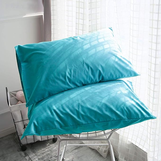 FLXXIE Pillow Cases Queen, Soft Microfiber Pillow Covers with Envelope Closure, Wrinkle Resistant Pillowcases, 2 Piece Set, 20x30, Blue